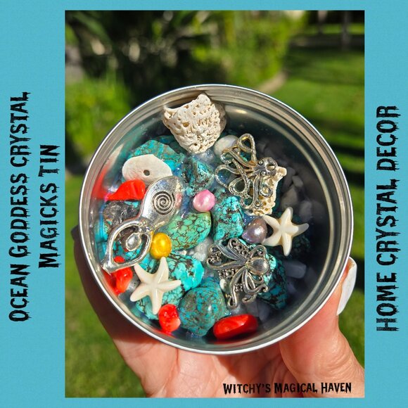 Ocean Goddess Crystal Charmed Magicks Tin Home Decor - Picture 4 of 7